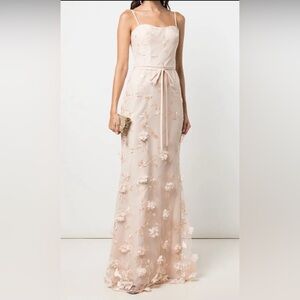 Marchesa Notte Savona Floral Embroidered Maxi Dress Pink Size 4